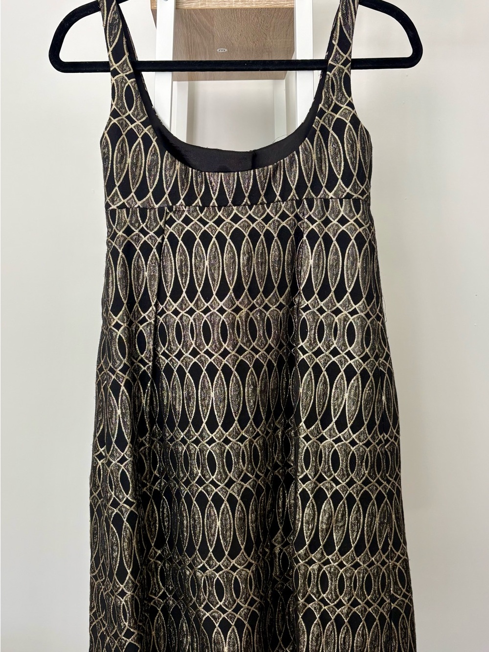 Milly Black Dress with Gold Geometric Lace